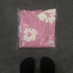 Denim  Tear Cotton Hoodie “Pink Hoodie”