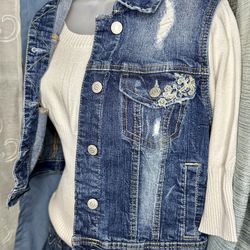 Amethyst Jeans - Denim Jean Jacket Button Up Vest  - Size X-Large