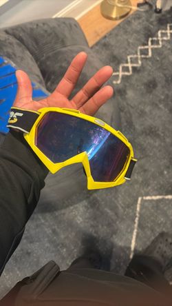 Yellow Motocross Goggles with Mirrored Lens