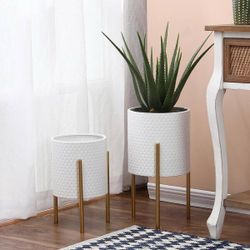 Metal Cachepot Floor Planter Set (2-Pack)