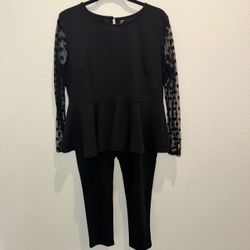 SHEIN Black Peplum Top and Pants Set
