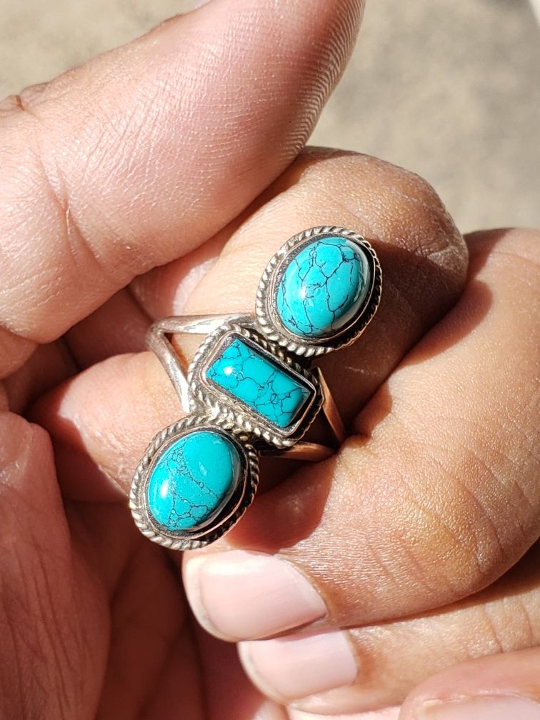 92.5 silver turquoise ring
