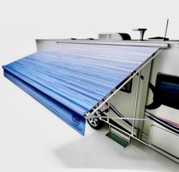 Heavy-Duty RV Awning Fabric Replacement 10ft - RV Canopy Replacement, 19.5oz Heat-Sealed Vinyl, UV- Resistant, Sunproof, NEW • Reg. List Price $114.99