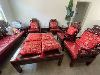 Red throw pillow
