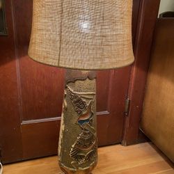 Vintage Mid Century Modern Polynesian Tiki Style Lamp 