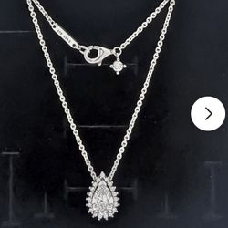Pandora Sterling Silver 925 Sparkling Pear Halo Collier Necklace 