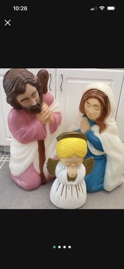 Vintage Christmas Blow Molds Joseph Mary Angel