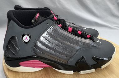 Air Jordan 14 Retro XIV GS Metallic Dark Grey Pink Sneaker 654969-028 SZ 5.5Y Or Size 7 Women