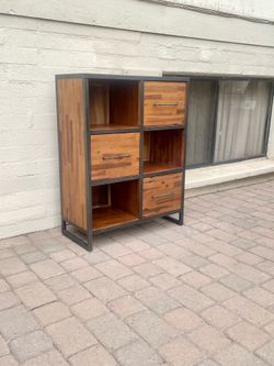 Rustic Farmhouse Acacia Wood 3 Drawer Bookcase Storage Cabinet Dresser