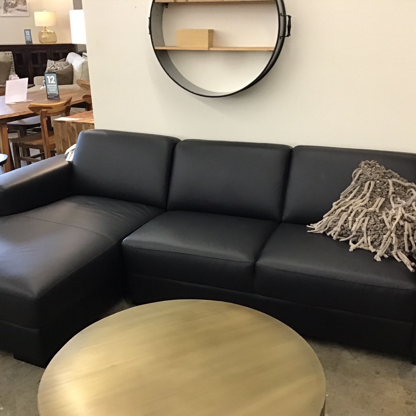 Matte Black Leather Sectional 104” Long
