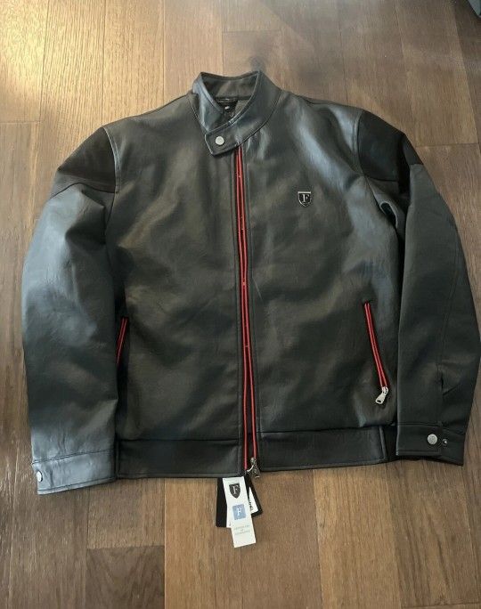 NWT Ferrari F-collections Soft Leather Jacket XXL Black Red Italy