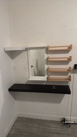 Shelves including mirror