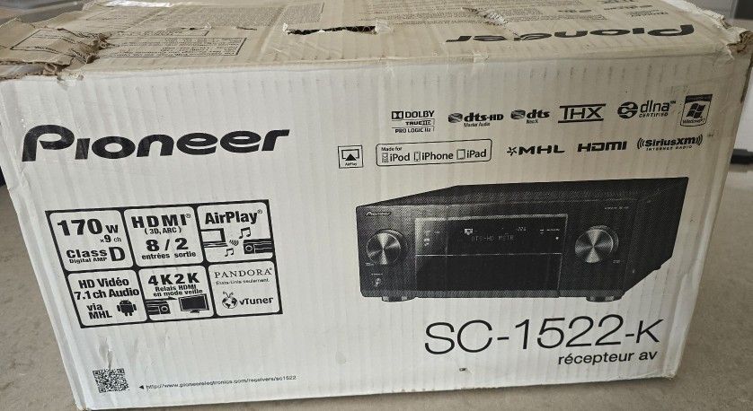 Pioneer Sc-1522-k 9.2 Channel 170 Watts Per Channel Class D Amplifier Dts Dolby Digital