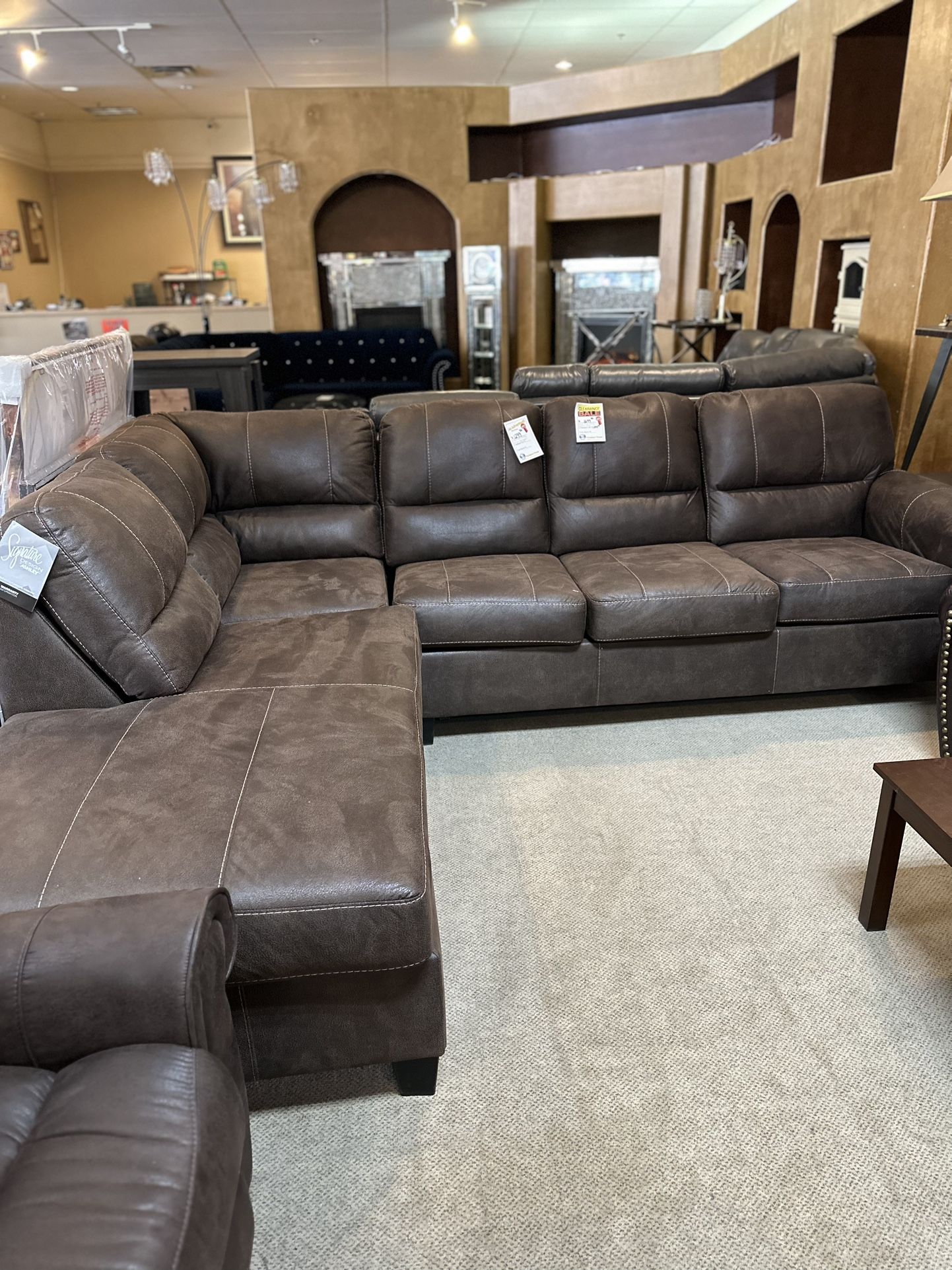 Brown Sectional Chaise With Sleeper 