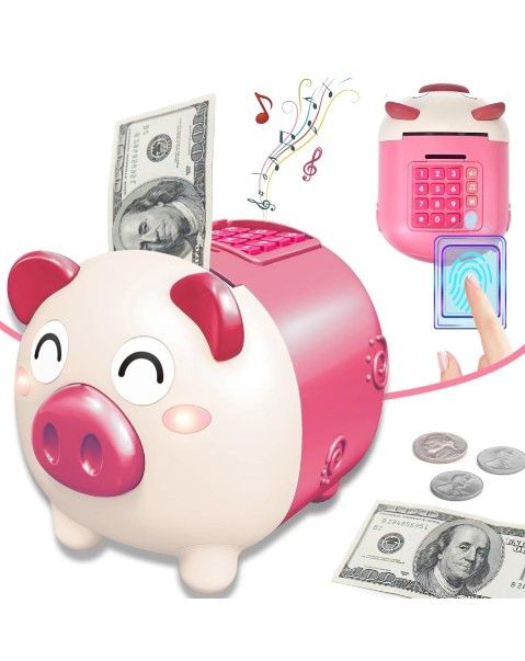 Multifunctional Piggy Bank Cash Coin Can Electronic ATM Money Bank Music Toys Birthday Gift for 1-8 Year Old Girls Boys Baby Infant Kids Toddlers with
