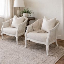 Set 2 Antique Caned Chairs