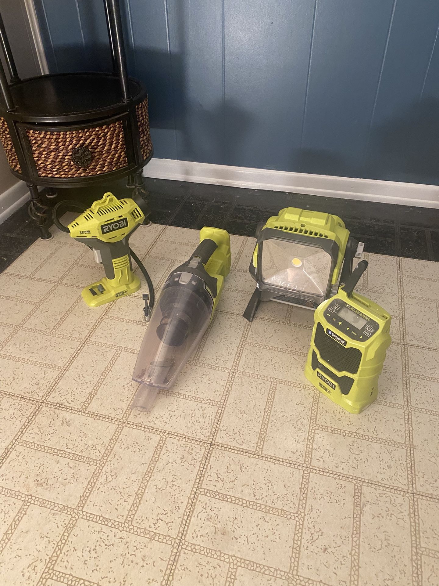Ryobi One+ Tools - Radio, Air Inflator, LED Work Light, Dust Vacuum