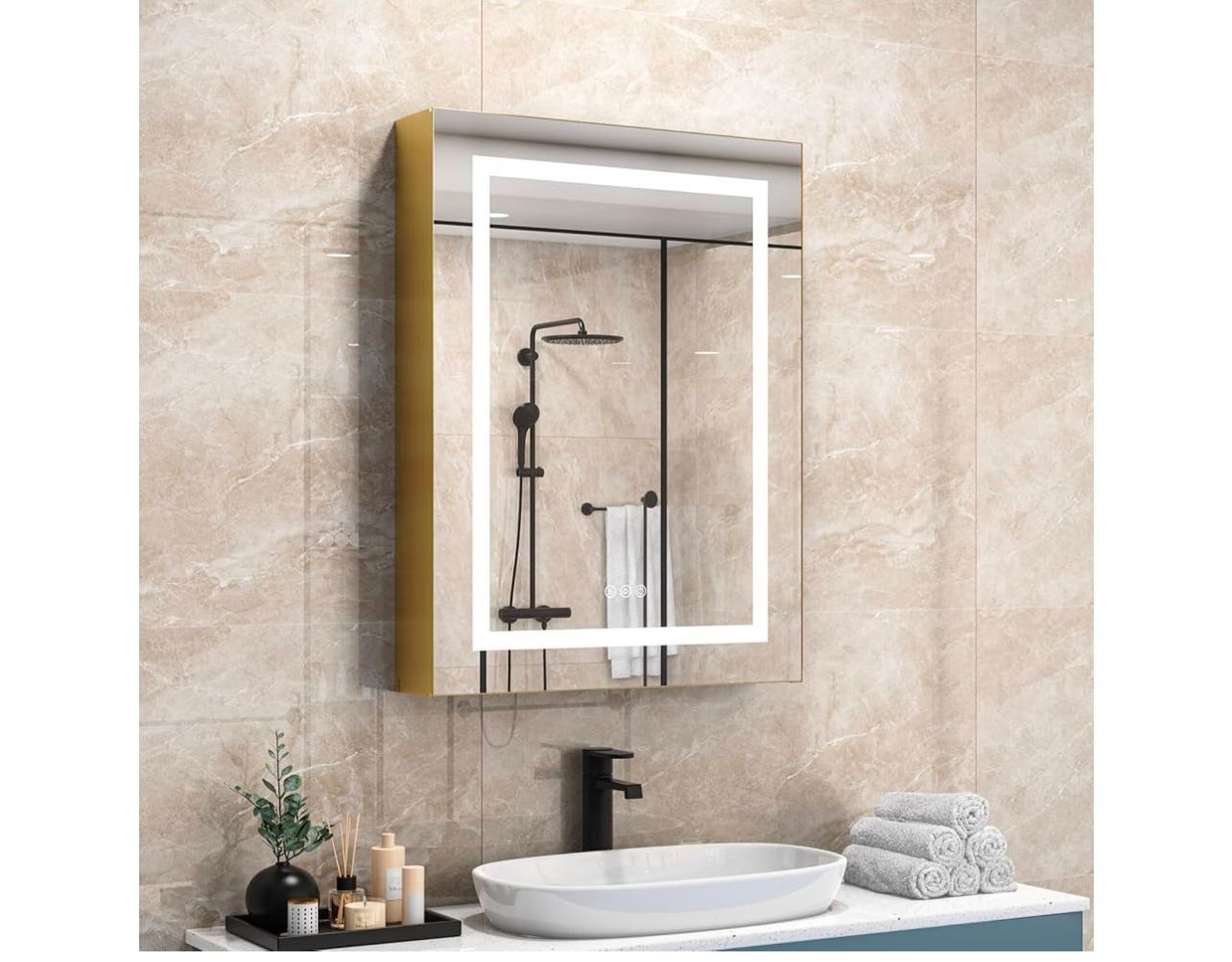 Brand New In The Box- 32X24 Inches Medicine Cabinet, Wall Mounted LED Mirror Bathroom Cabinet with 3 Colors & Dimmable Brightness, Anti-Fog, Storage,