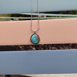 Vintage Sterling Silver Turquoise Necklace
