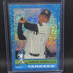 2025 Topps Heritage Jasson Dominguez Blue Sparkle NY Yankees #453