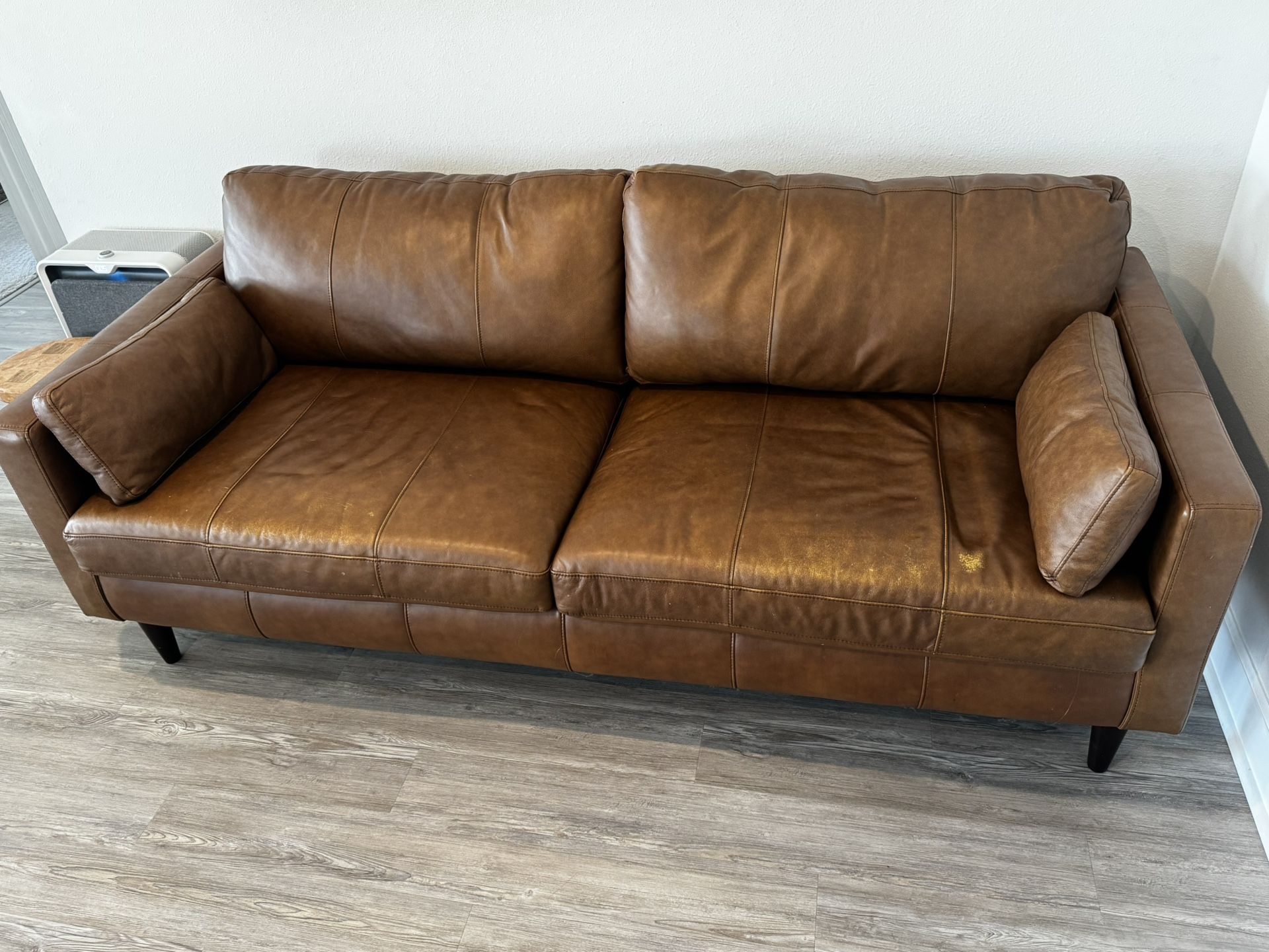 Mid-Century Cognac Leather Sofa β Excellent Condition!