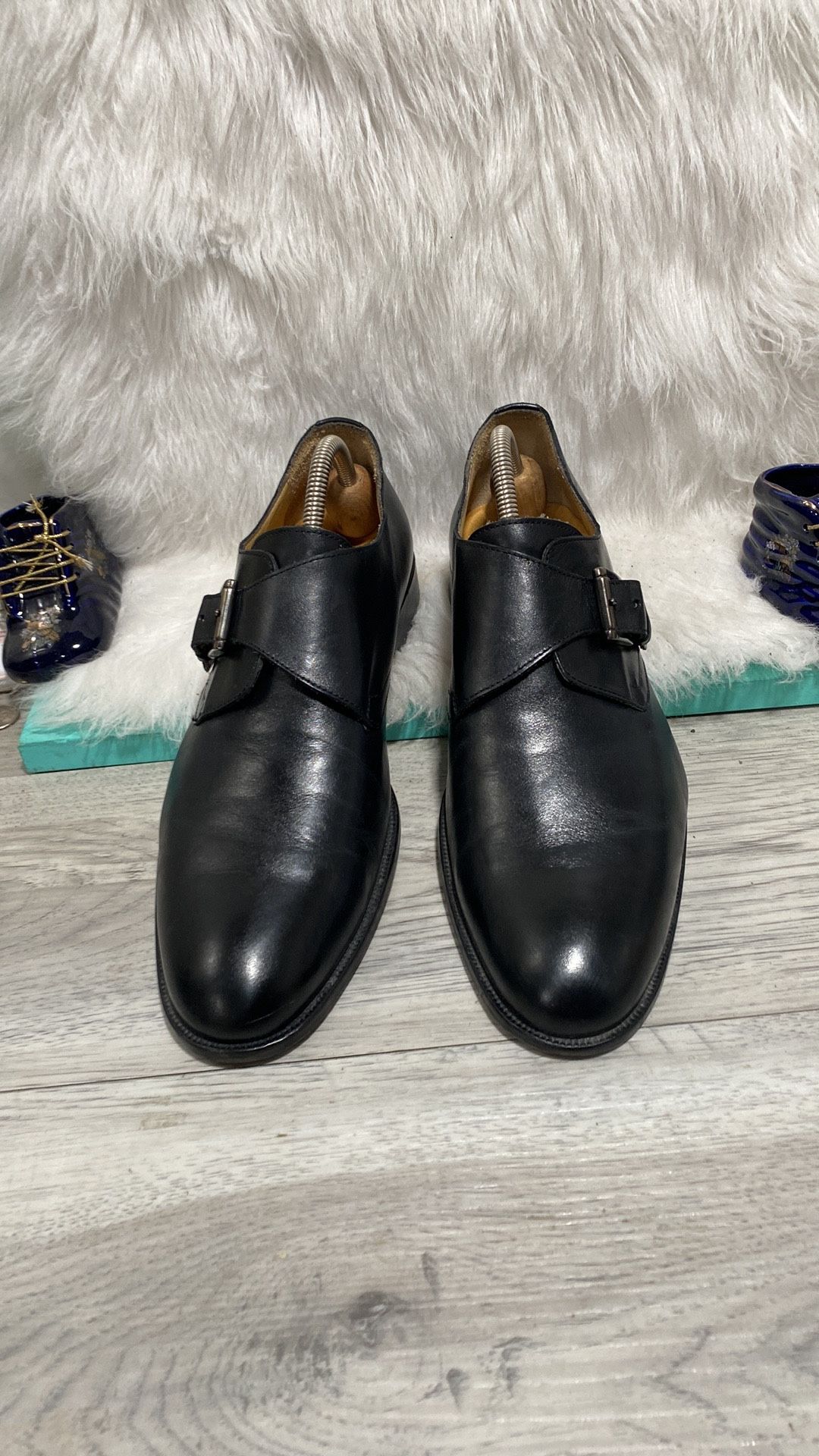 saks fifth avenue thelonious men leather size 10 M made in Italy display picture 3