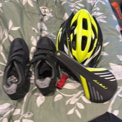 Bike shoes helmet and seat