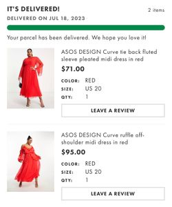 2 Red ASOS Curve Dresses (US20)