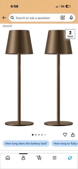 Brand New Brown Cordless Table Lamp Rechargeable, Battery Operated 2 Pack 5000mAH Battery, 3 Color Stepless Dimming, for Dining Table, Kitchen Counter