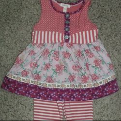 EUC / VGUC 4T Matilda Jane Astara Fancy Sara Top & Zolo Leggings Outfit