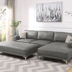 SECTIONAL ANTIQUE GRAY BREATHABLE LEATHERETTE WITH OTTOMAN (P6431/29) $699 FREE LOCAL DELIVERY   