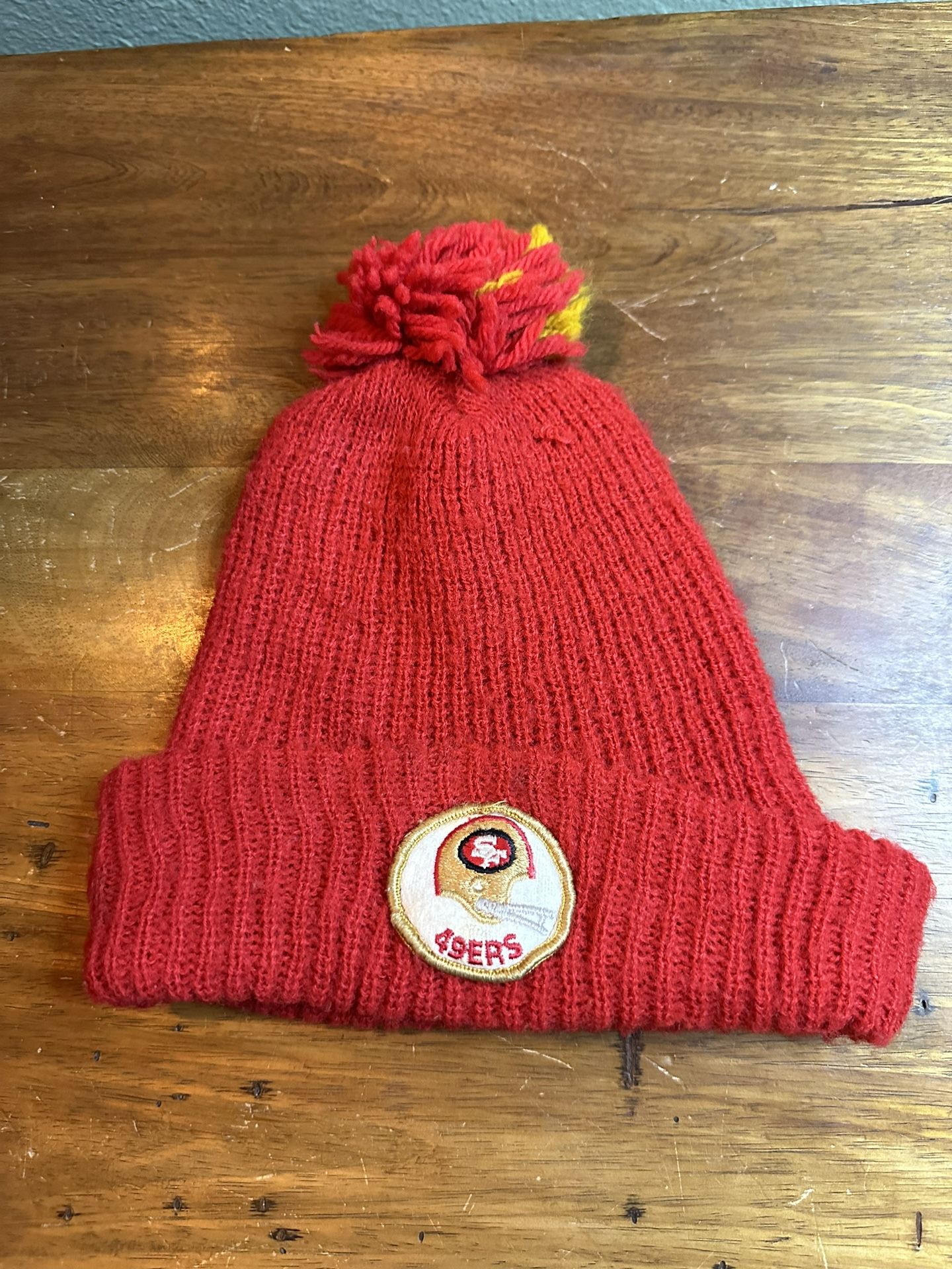 VTG 70's 80's San Francisco 49ers NFL Knit Pom Beanie Cap Unisex Adult Rare RED