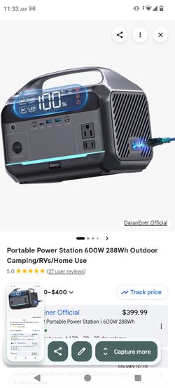 Daran Portable Power Station 600W 288Wh Outdoor Camping/RVs/Home Use
