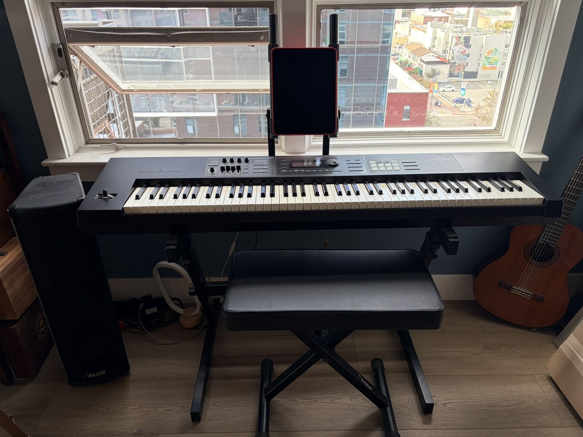 Roland JUNO-D8 Synthesizer Keyboard w/speaker, stand, pedal and stool