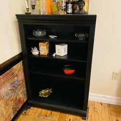 Vintage Antique Cupboard/Bookcase. Solid wood. Excellent condition. Black color. Classic style. Great bargain. 32 x 48.5 x 14.5 inches.
