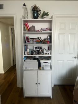large bookshelf with storage