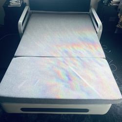 Pull-Out Sofa Daybed with Trundle - Versatile Futon Sleeper Couch for Living Room and Small Spaces (34.6"" D x 50.3"" W x 34.2"" H)- Gray/White Sofa B