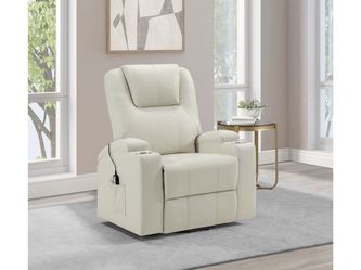 Armstrong Ivory Upholstered Power Lift Massage Recliner