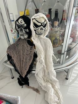 Halloween Skeleton Grim Reaper Hanging Decorations Set of 2