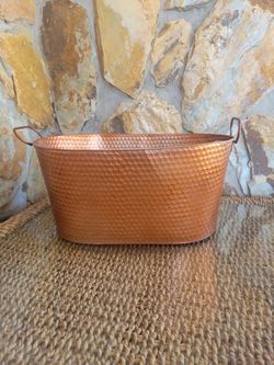 10.5" Copper Tint Hammered Metal Pot