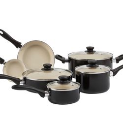 New! Ceramic Nonstick Pots and Pans 11 Piece Cookware Set, made without PFOA & PTFE, Black