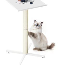 New 33in Cat Outdoor Side Table, Patio Bistro Table with Cat Scratching Posts, Weather Resistant