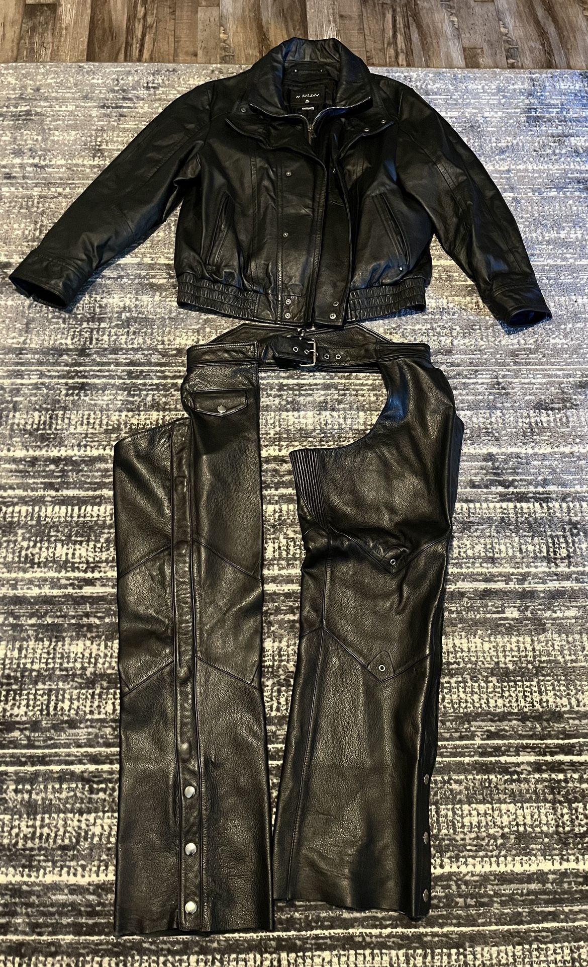 Mens Leather Motorcycle Jacket And Chaps