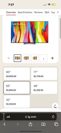 $800 LG 65' C2 4k oled eveo