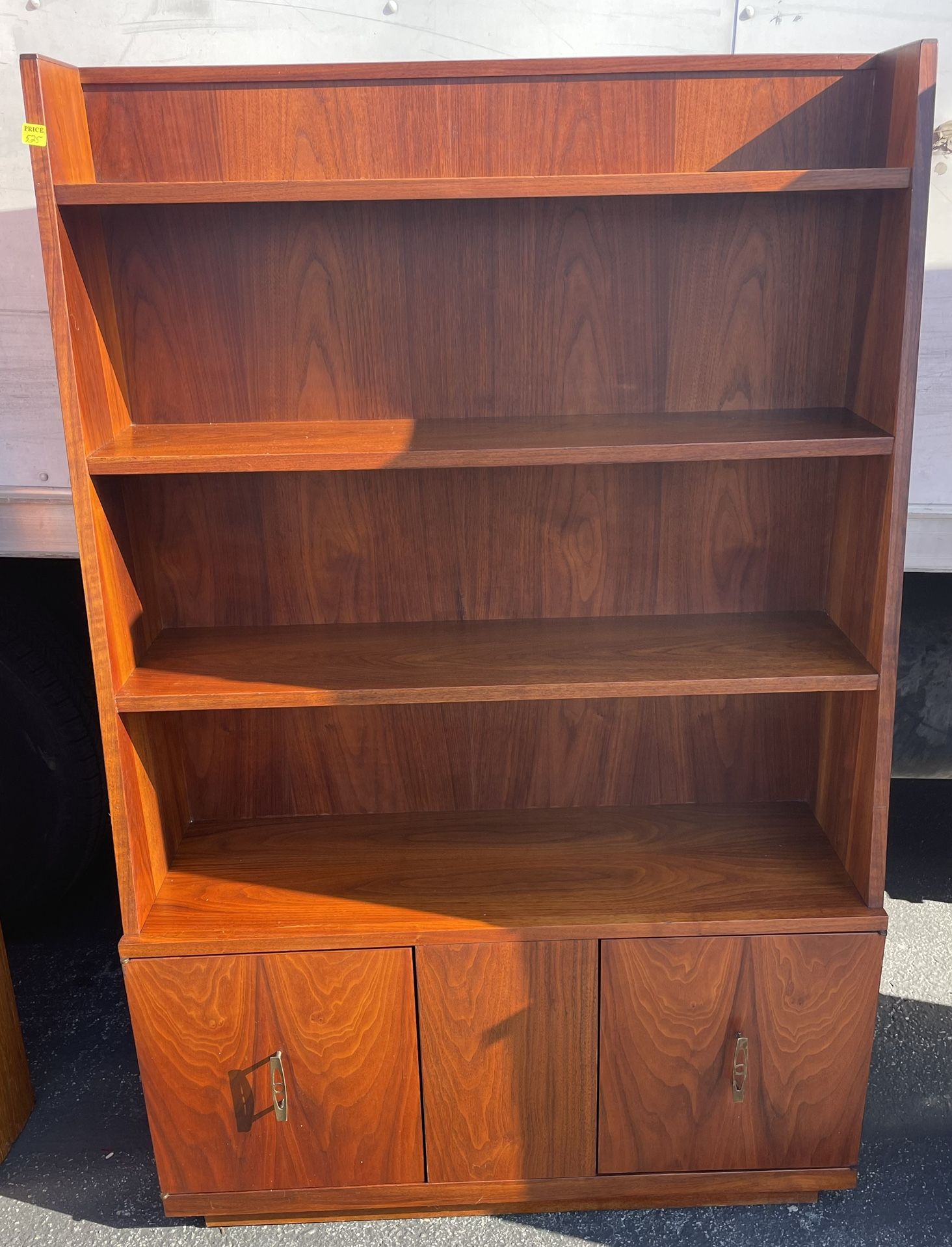 56” Tall Mid-century Walnut Shelf Unit