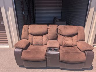 Beautiful Brown Leather/ Suede Sofa Recliner