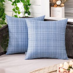 MIULEE Outdoor Waterproof Throw Pillow Covers Decorative Farmhouse Water Resistant Cushion Covers for Tent Patio Garden Couch Sofa Pack of 2, 16x16 In