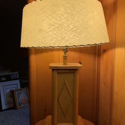 Vintage Bamboo Rattan Tiki Lamp 