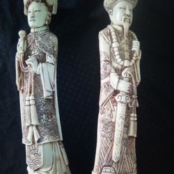 Vintage Asian Carved Resin Statues 