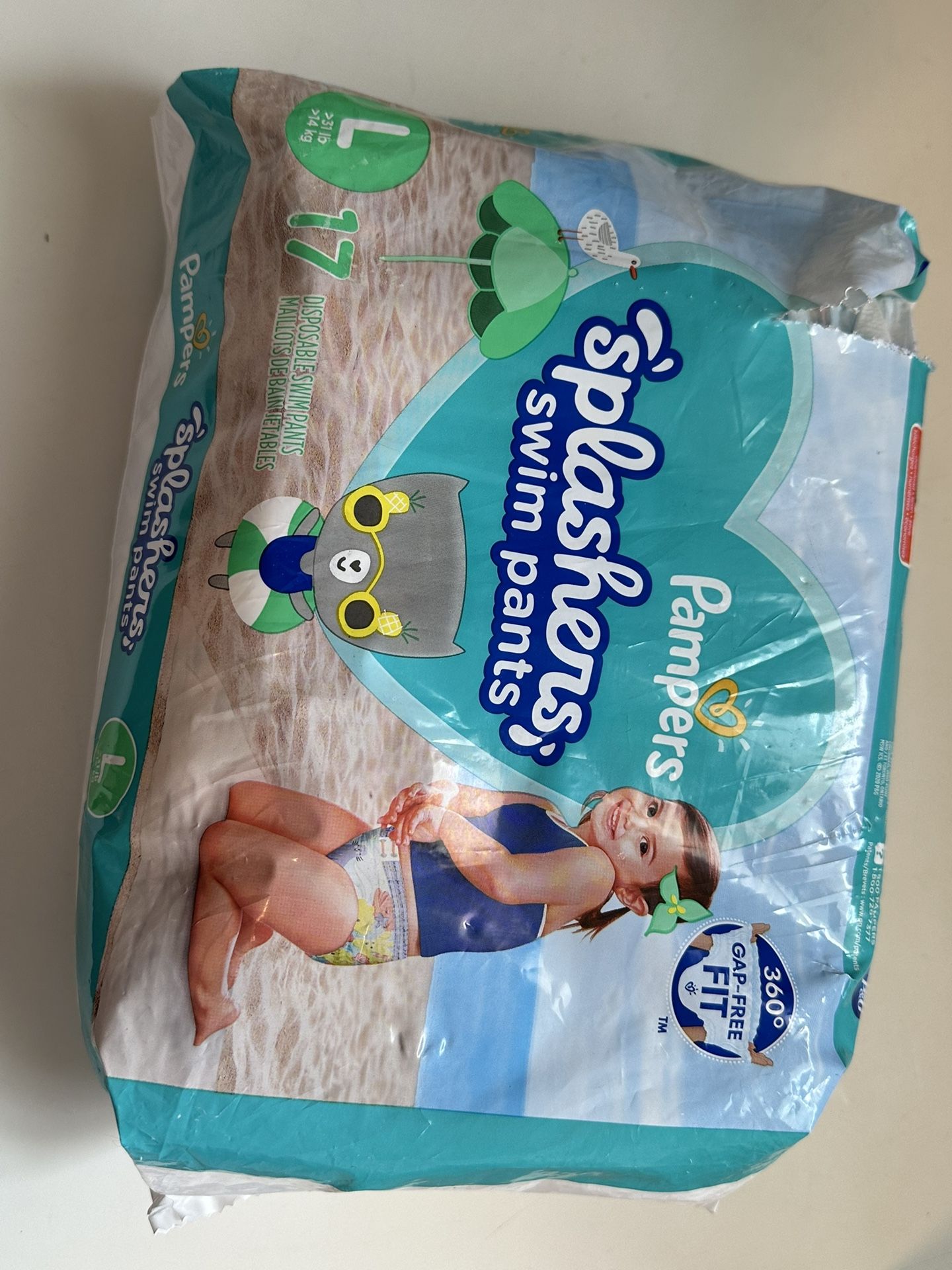 Pampers Splashers Swim Diapers - Size L, Gap-Free Disposable Baby Swim Pants